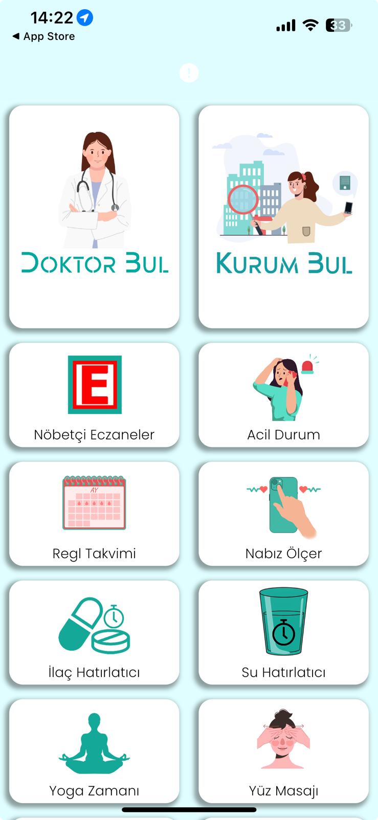 Uygulama ana menü
